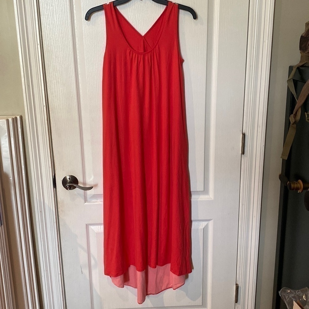 Cuddl duds Sz S Melon tank Hilow hem maxi dress NWOT